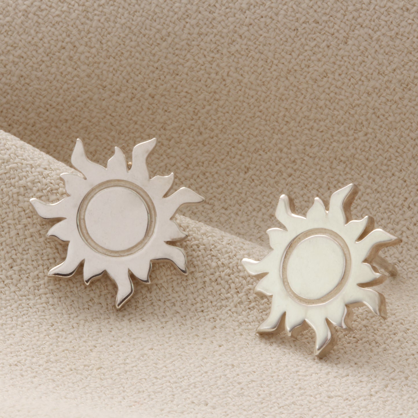 Silver Sun Stud Earrings