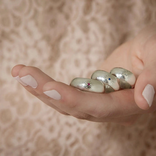 Personalised Silver & Gemstone Sun Burst Ring Soremi Jewellery
