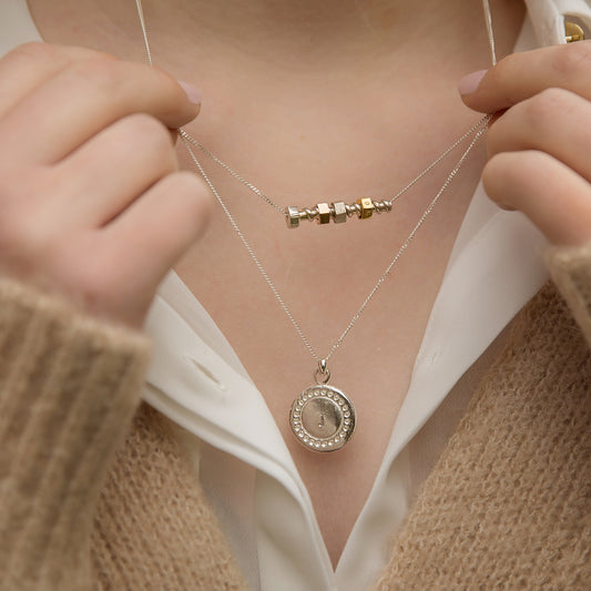 Personalised Silver & Gold Nut & Bolt Family Necklace