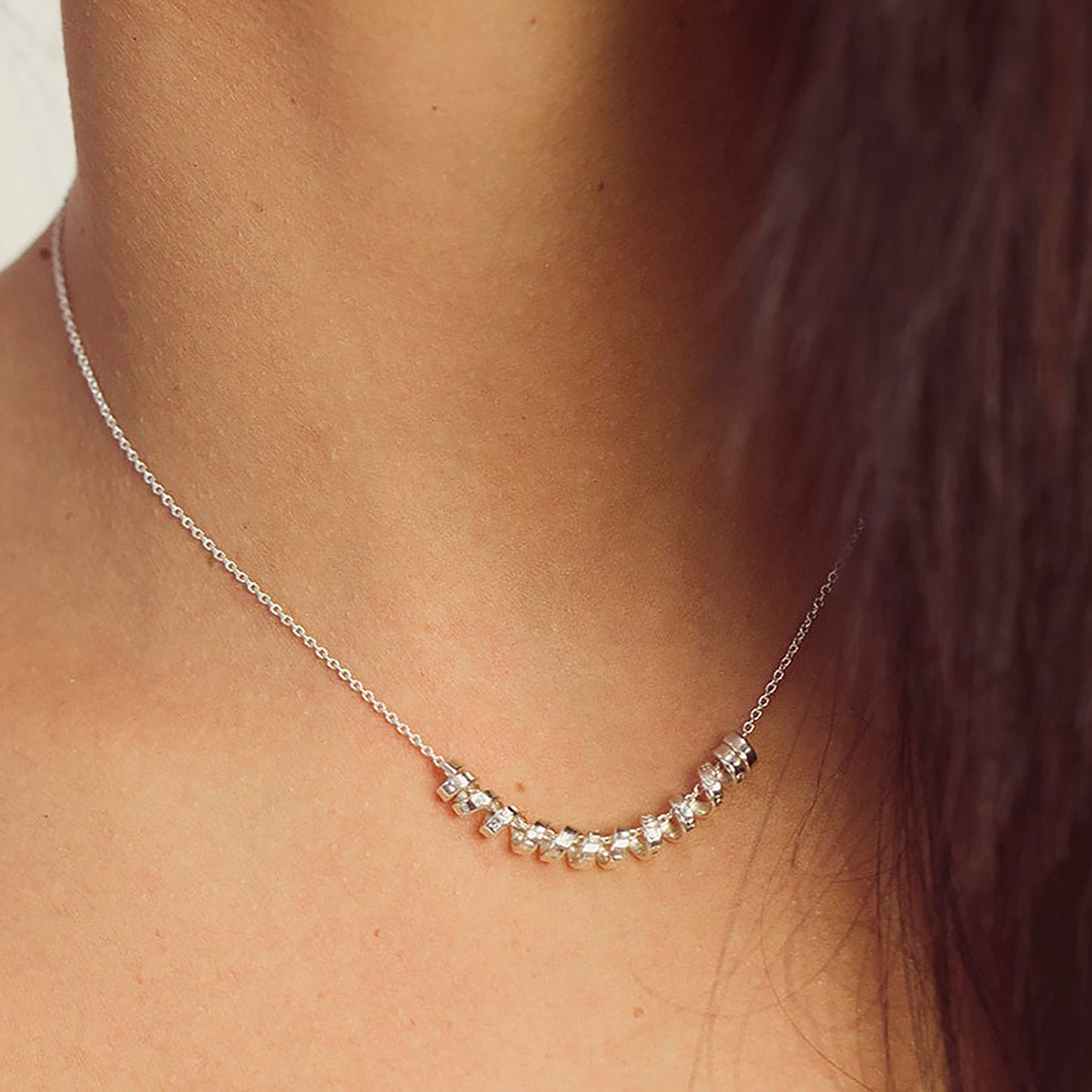 Silver Personalised Scroll 'Smile' Necklace
