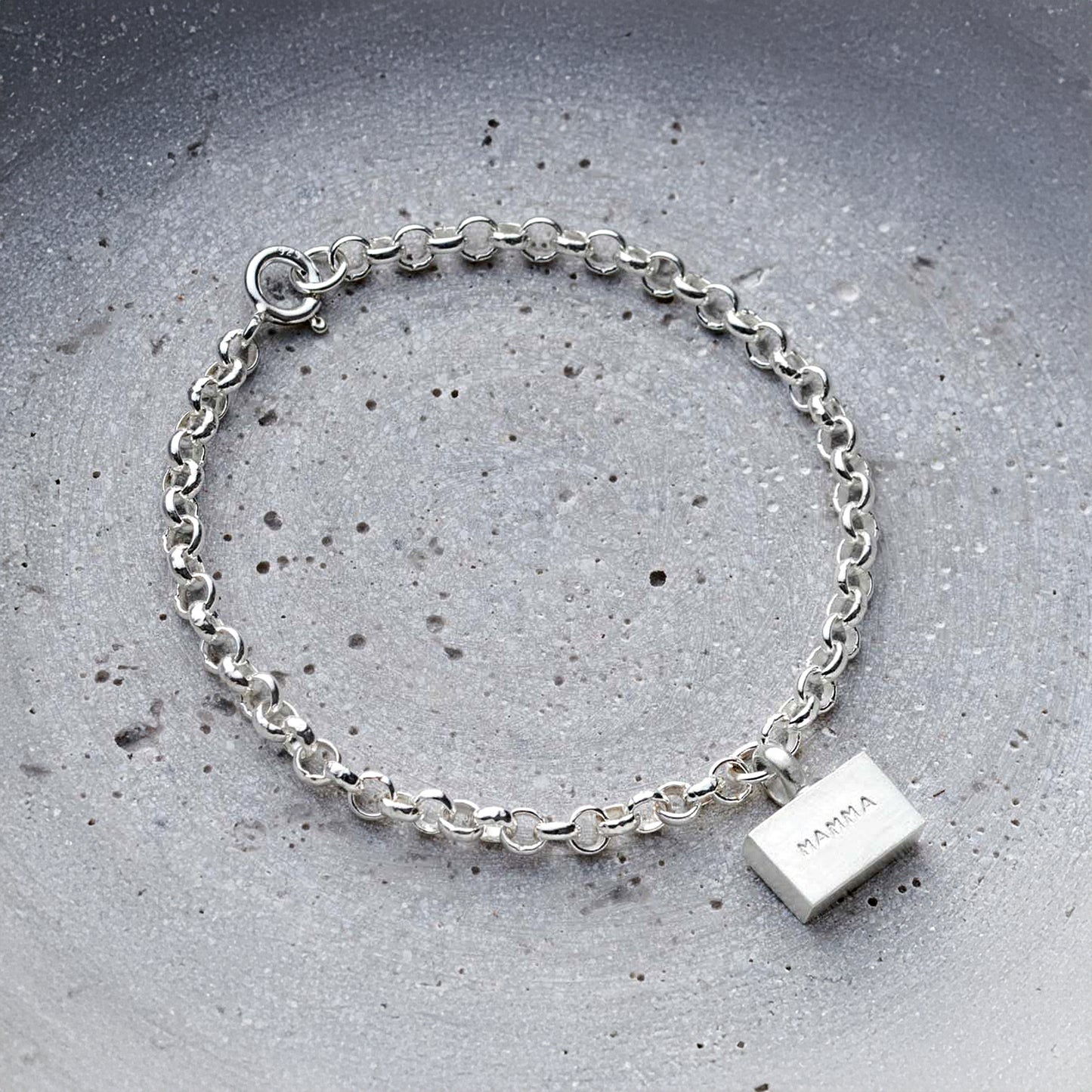 Personalised Sterling Silver Brick Bracelet | Custom Silver Name Bracelet
