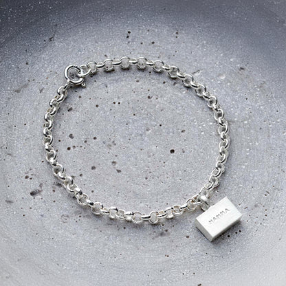 Personalised Sterling Silver Brick Bracelet | Custom Silver Name Bracelet
