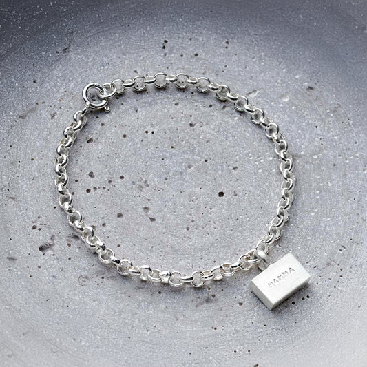 Personalised Sterling Silver Brick Bracelet | Custom Silver Name Bracelet