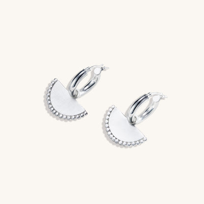 Fan Hoop Earrings Silver