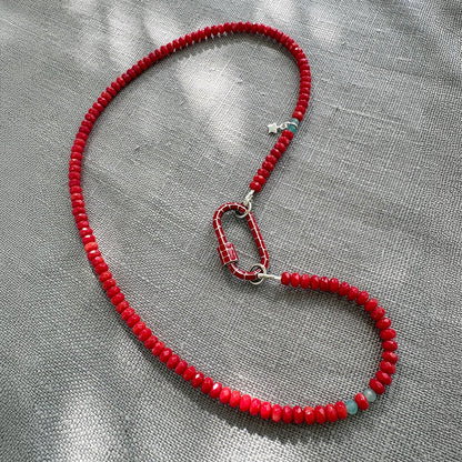 Red Coral Carabiner Necklace Soremi Jewellery