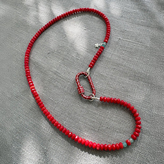 Red Coral Carabiner Necklace Soremi Jewellery