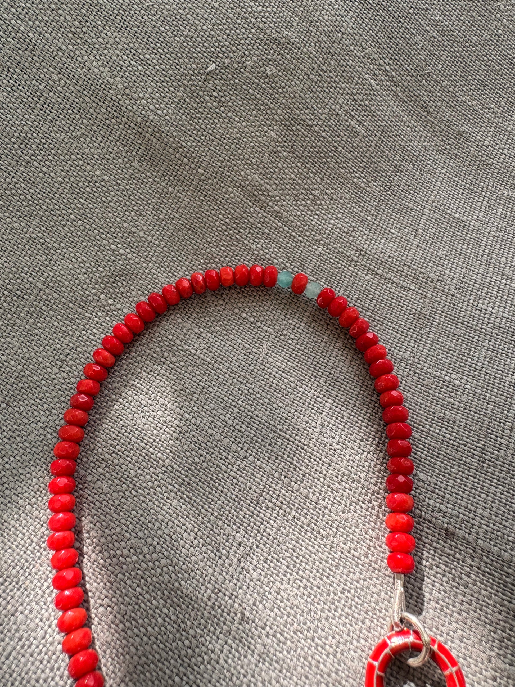 Red Coral Carabiner Necklace Soremi Jewellery