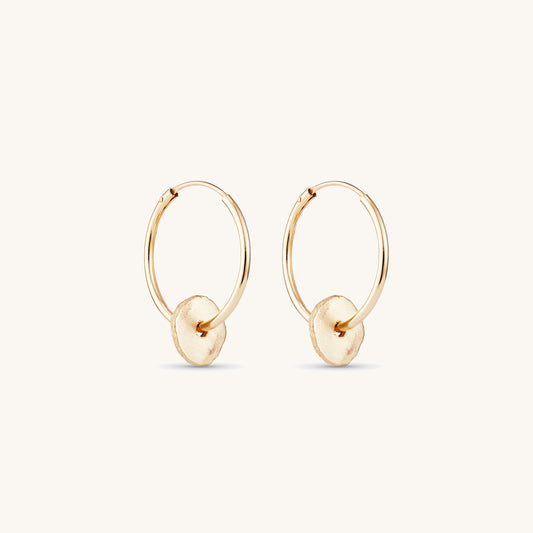 Solid 9ct Gold Nugget Hoop Earrings