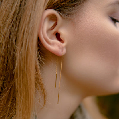 Contemporary Gold Vermeil/Silver Thread Earrings