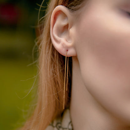 Contemporary Gold Vermeil/Silver Thread Earrings