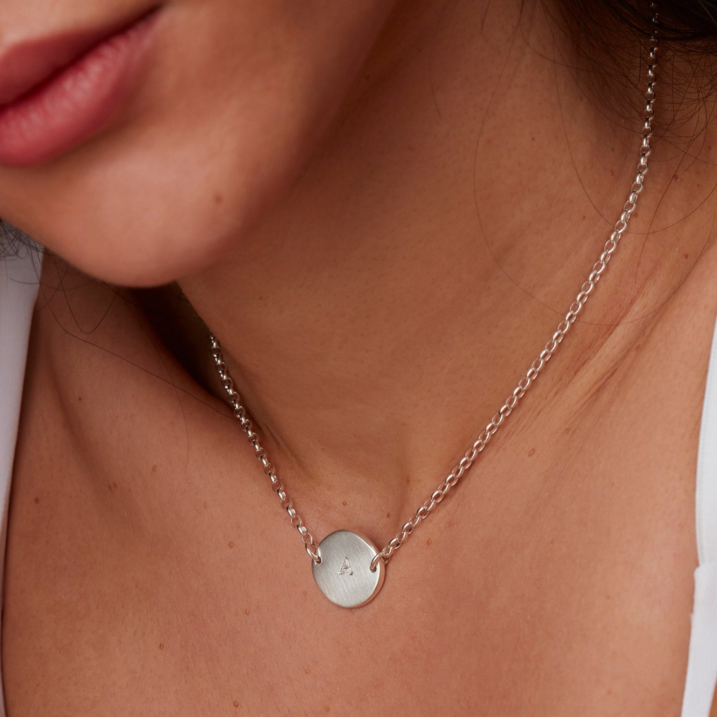 Adjustable Choker Initial Necklace Silver