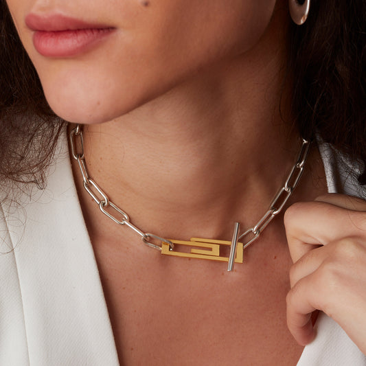 Paperclip Necklace Silver & Gold Vermeil