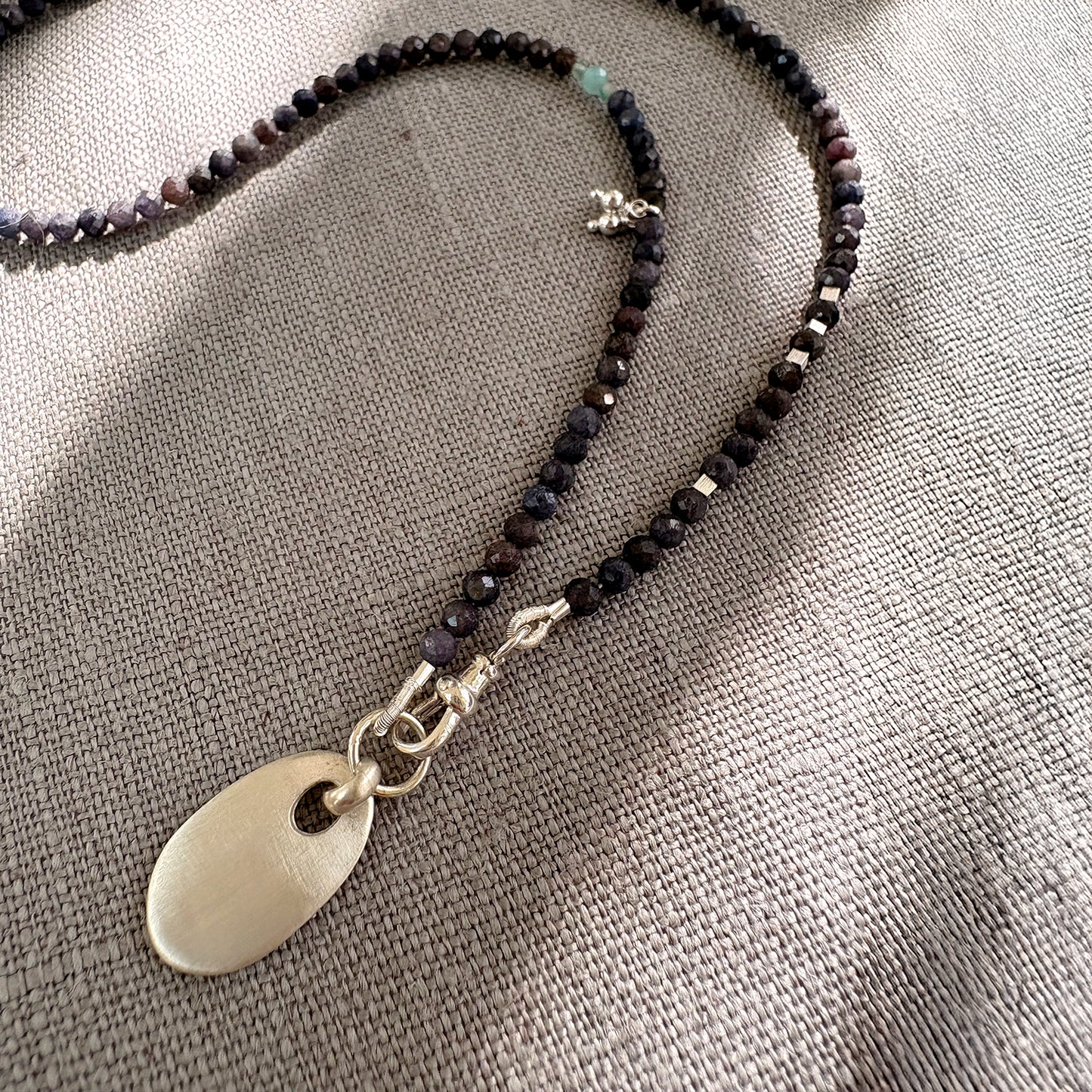 Midnight Sapphire Personalised Oval Tag Necklace Soremi Jewellery