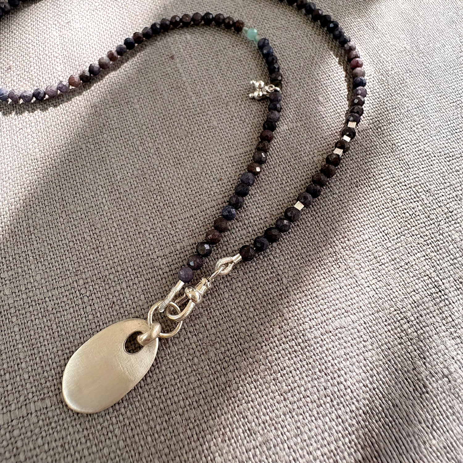 Midnight Sapphire Personalised Oval Tag Necklace Soremi Jewellery
