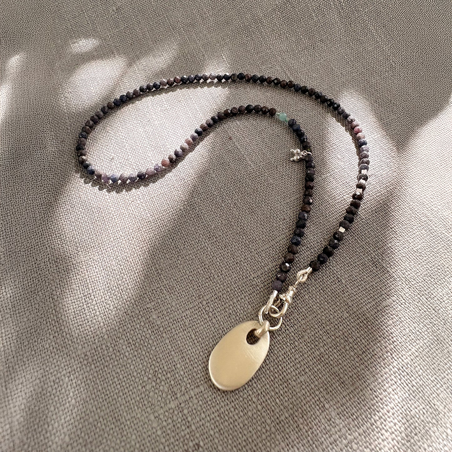 Midnight Sapphire Personalised Oval Tag Necklace Soremi Jewellery