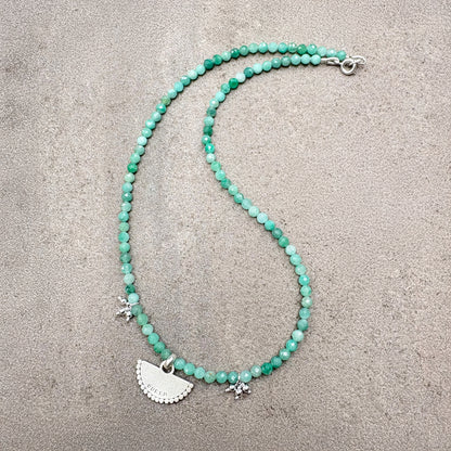 Silver Fan Pendant with Faceted Green Aventurine Beads Soremi Jewellery
