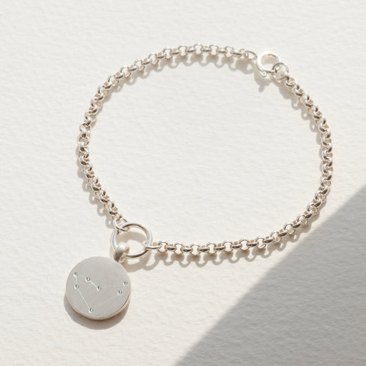 Reversible Zodiac & Initial Charm Bracelet in Sterling Silver