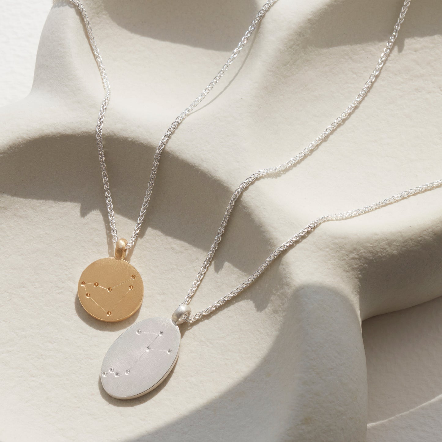 Reversible Initial & Zodiac Star Pendant Necklace in Silver or Gold Vermeil