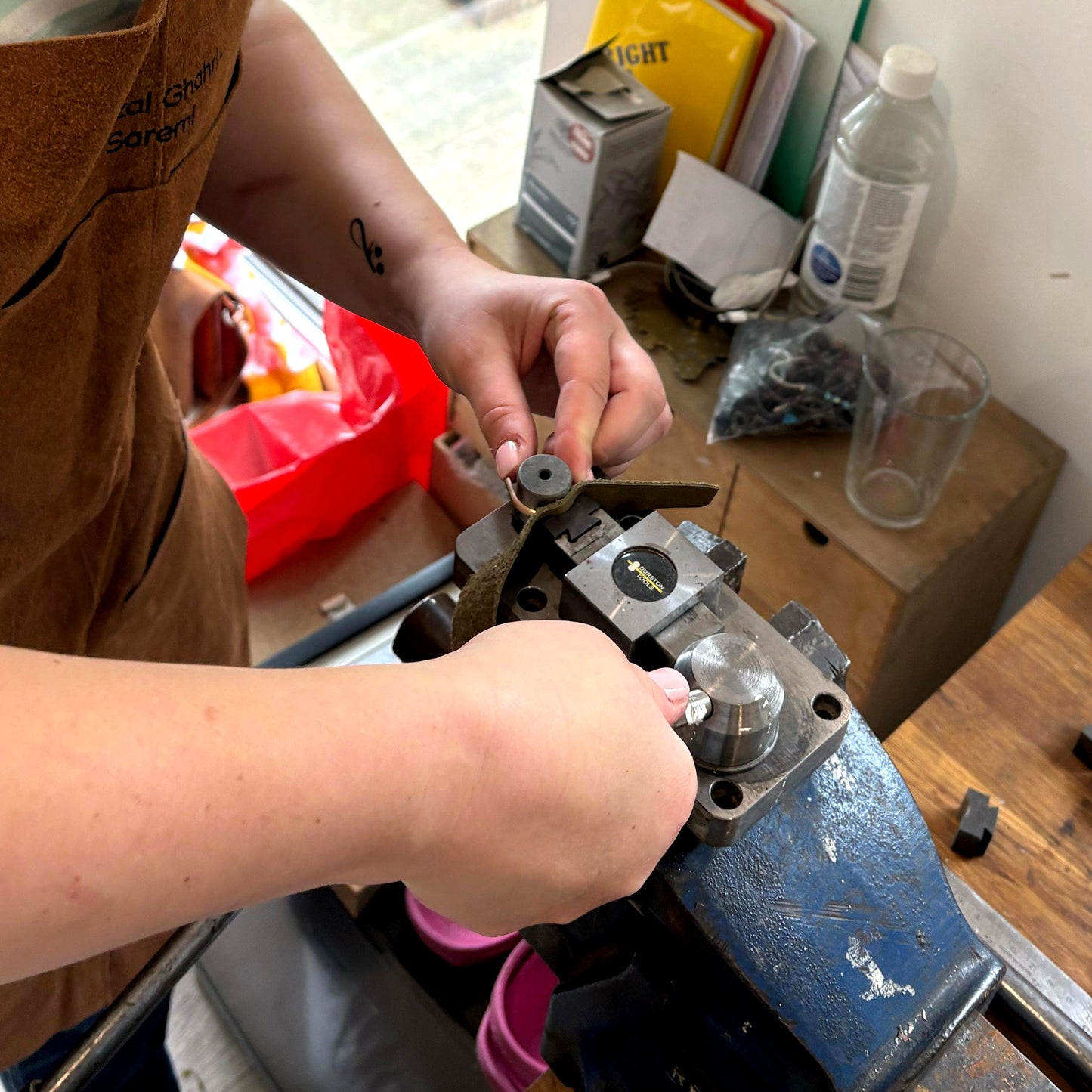 Silver Textured Wide Band Ring Making Workshop in Leeds in Horsforth, West Yorkshire