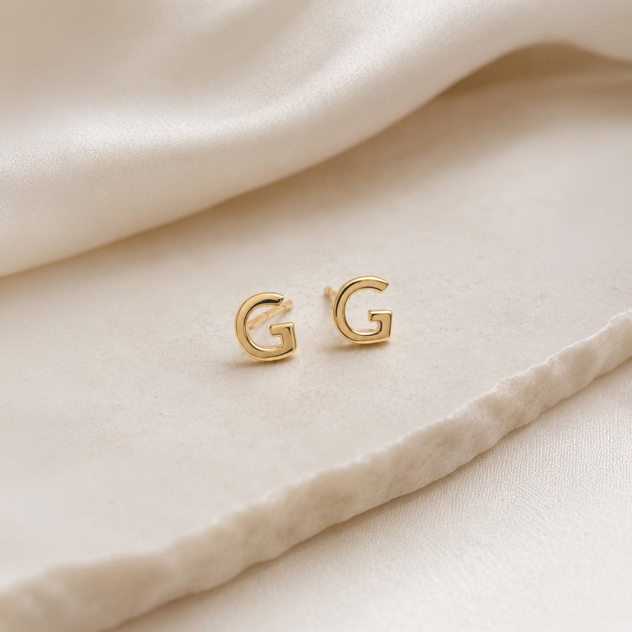 Tiny Initial Stud Earrings in 9ct Gold Soremi Jewellery