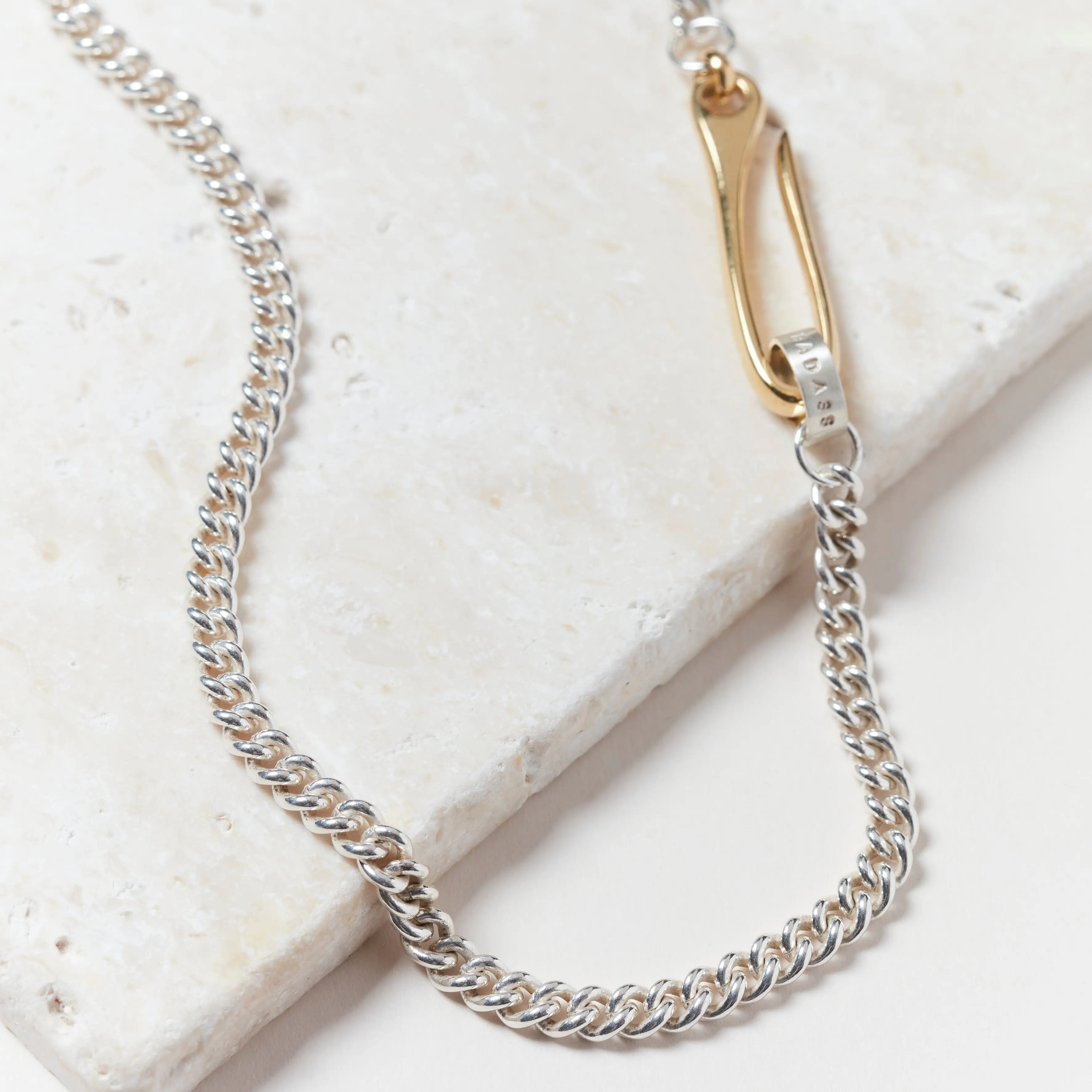 Personalised Sterling Silver Hook Necklace with Chunky Chain