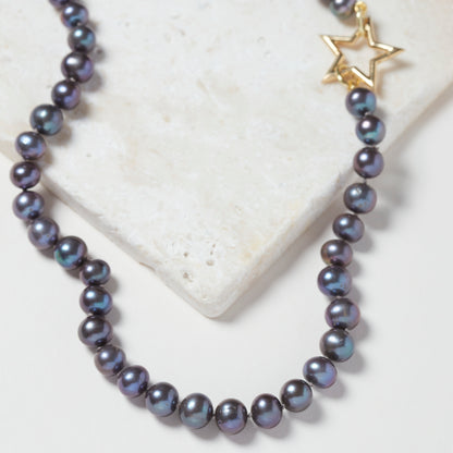 Freshwater Pearl Necklace with Star Clasp | Sterling Silver or Gold Vermeil