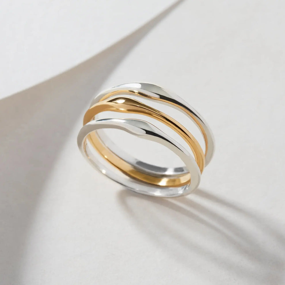 White Ring Unity Ripple Slender Ripple Stacking Ring – Soremi Jewellery