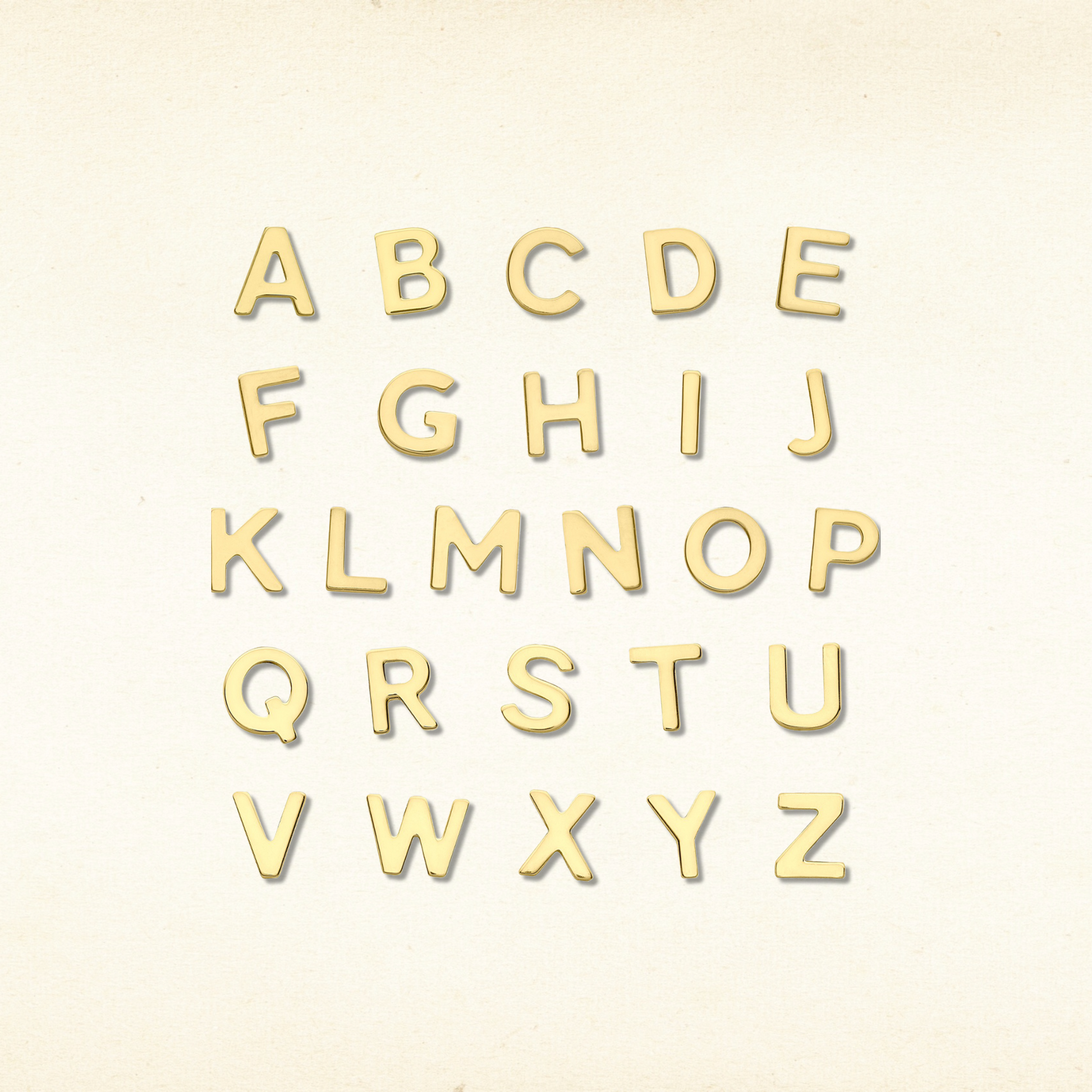 9ct gold initial stud earrings showing every letter of the alphabet