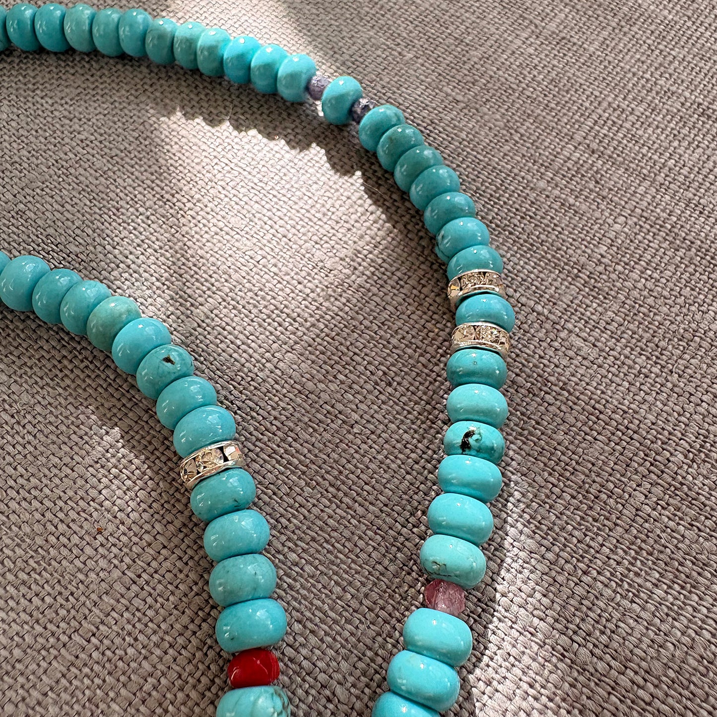 Turquoise Beaded Statement Necklace Gold Vermeil Soremi Jewellery