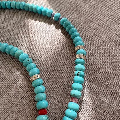 Turquoise Beaded Statement Necklace Gold Vermeil Soremi Jewellery