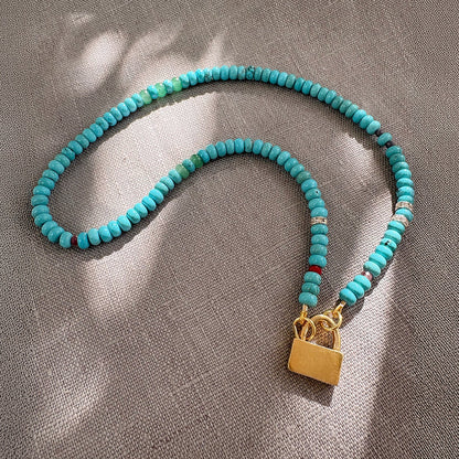 Turquoise Beaded Statement Necklace Gold Vermeil Soremi Jewellery