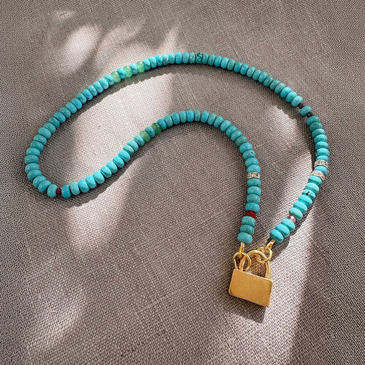 Turquoise Beaded Statement Necklace Gold Vermeil Soremi Jewellery