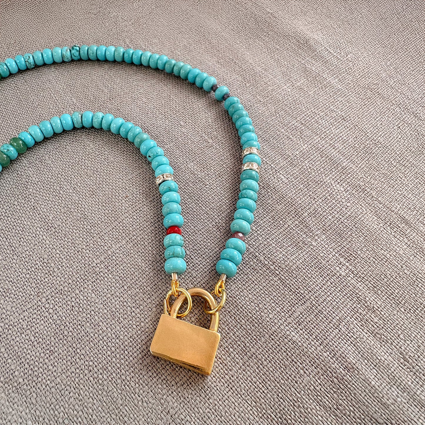 Turquoise Beaded Statement Necklace Gold Vermeil Soremi Jewellery
