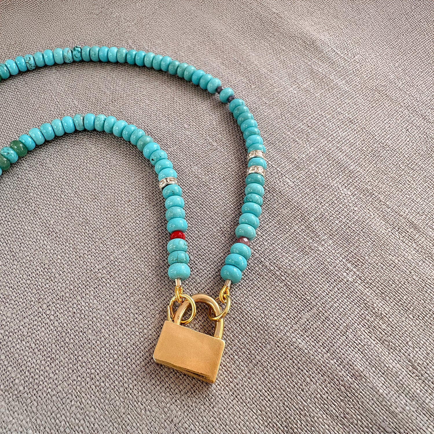 Turquoise Beaded Statement Necklace Gold Vermeil Soremi Jewellery