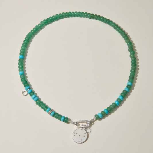 Green Aventurine & Turquoise Beaded Star Sign Necklace Soremi Jewellery