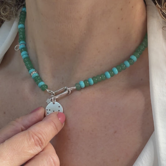 Green Aventurine & Turquoise Beaded Star Sign Necklace
