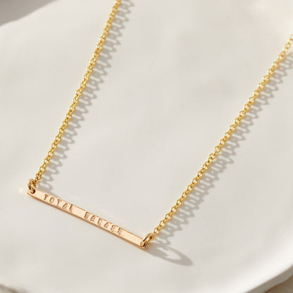 Personalised Horizontal Bar Necklace Solid 9ct Gold