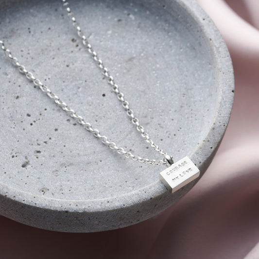 Personalised Sterling Silver Brick Necklace