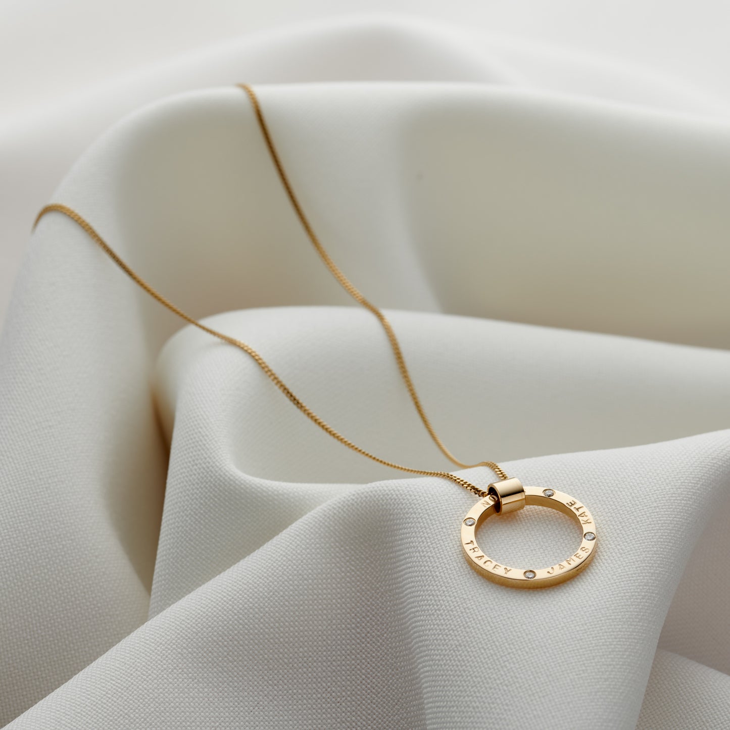 Personalised 9ct Yellow Gold & Diamond Circle Necklace