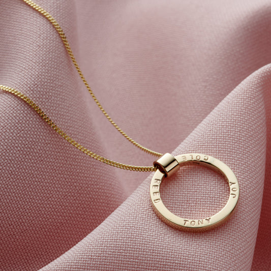 Personalised 9ct Yellow Gold Circle Necklace