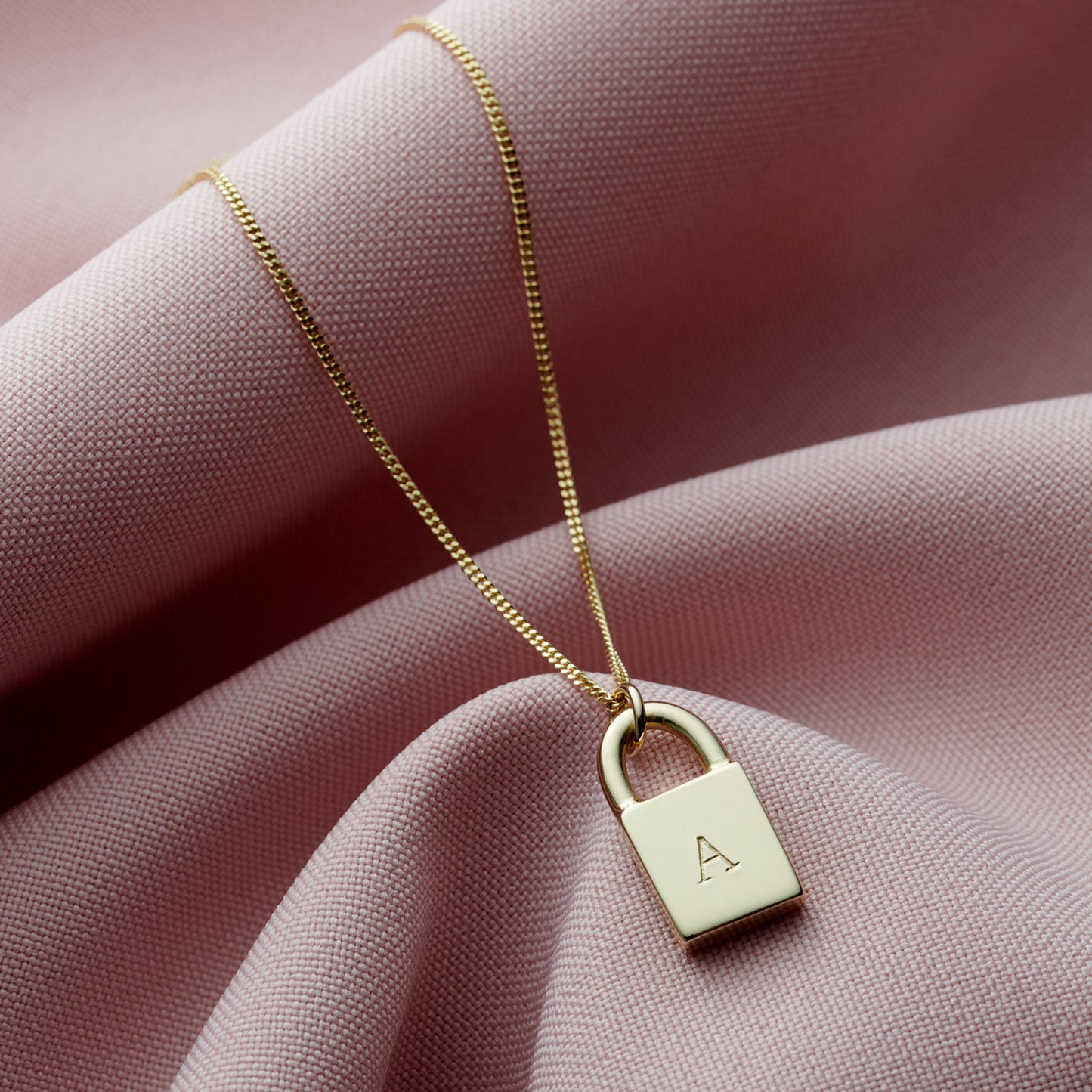 Solid 9ct Personalised Initial Padlock Necklace