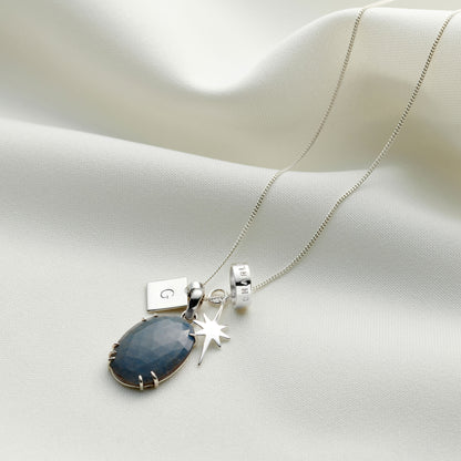 Personalised Gemstone Hoop Charm Necklace