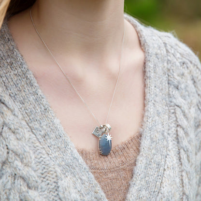 Personalised Gemstone Hoop Charm Necklace