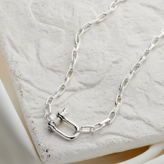 Large Personalised Shackle On Chunky Chain