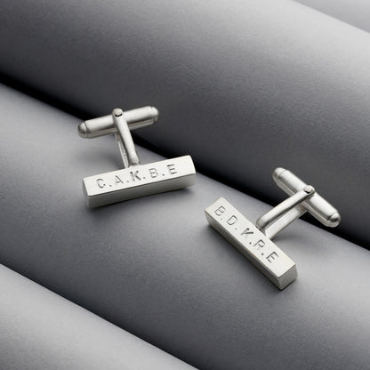 Classic Personalised Silver Bar Cufflinks