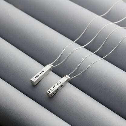 Men's Personalised Bar Necklace Sterling Silver