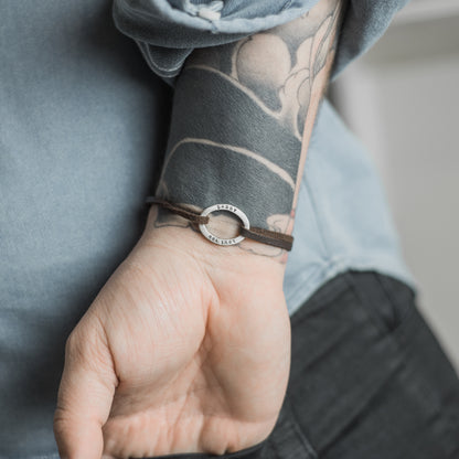 Personalised Leather Mens Oval ID Bracelet