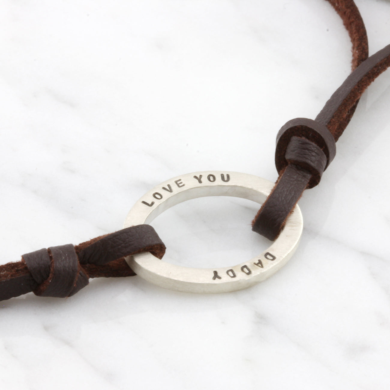 Personalised Leather Mens Oval ID Bracelet