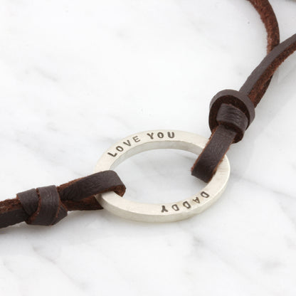 Personalised Leather Mens Oval ID Bracelet