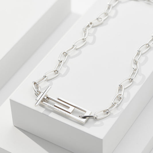 Personalised Silver Paperclip on Chunky Chain